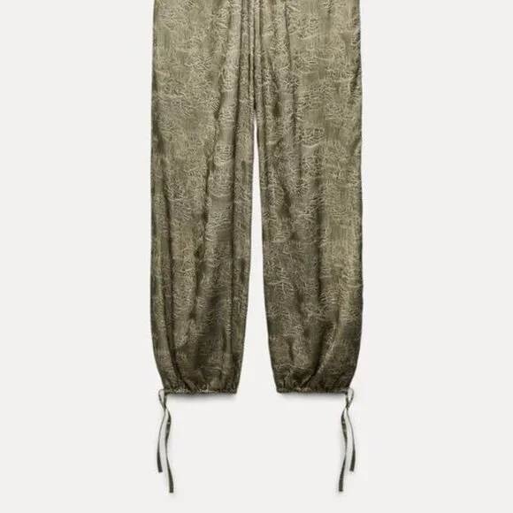 Zara ZW COLLECTION TIED JACQUARD PANTS - Picture 4 of 7